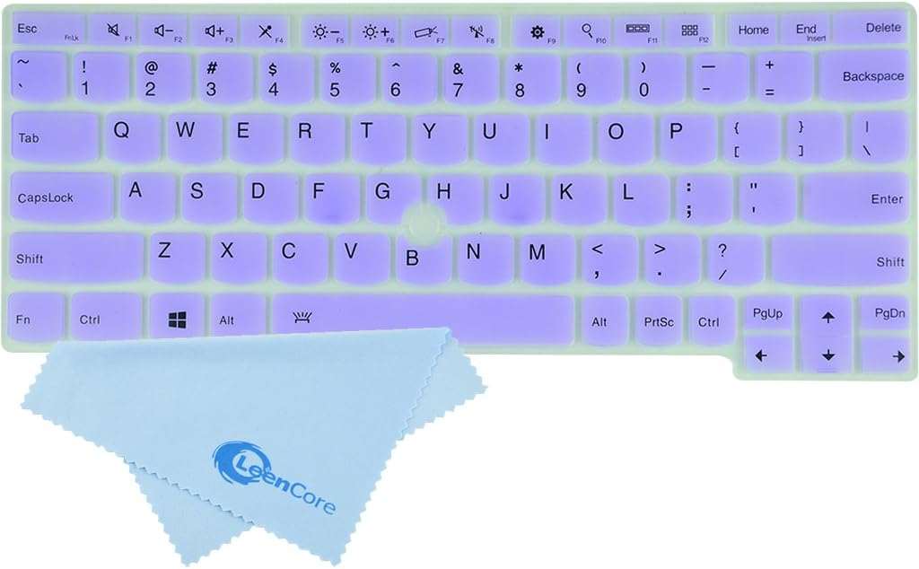 LeenCore Semi-Baby Purple Ultra Thin Colorful Silicone Laptop Keyboard Skin Cover Protector for Lenovo IBM Thinkpad X240 X240s X230s US Layout + 1x Microfiber Cleaning Cloth from LeenCore