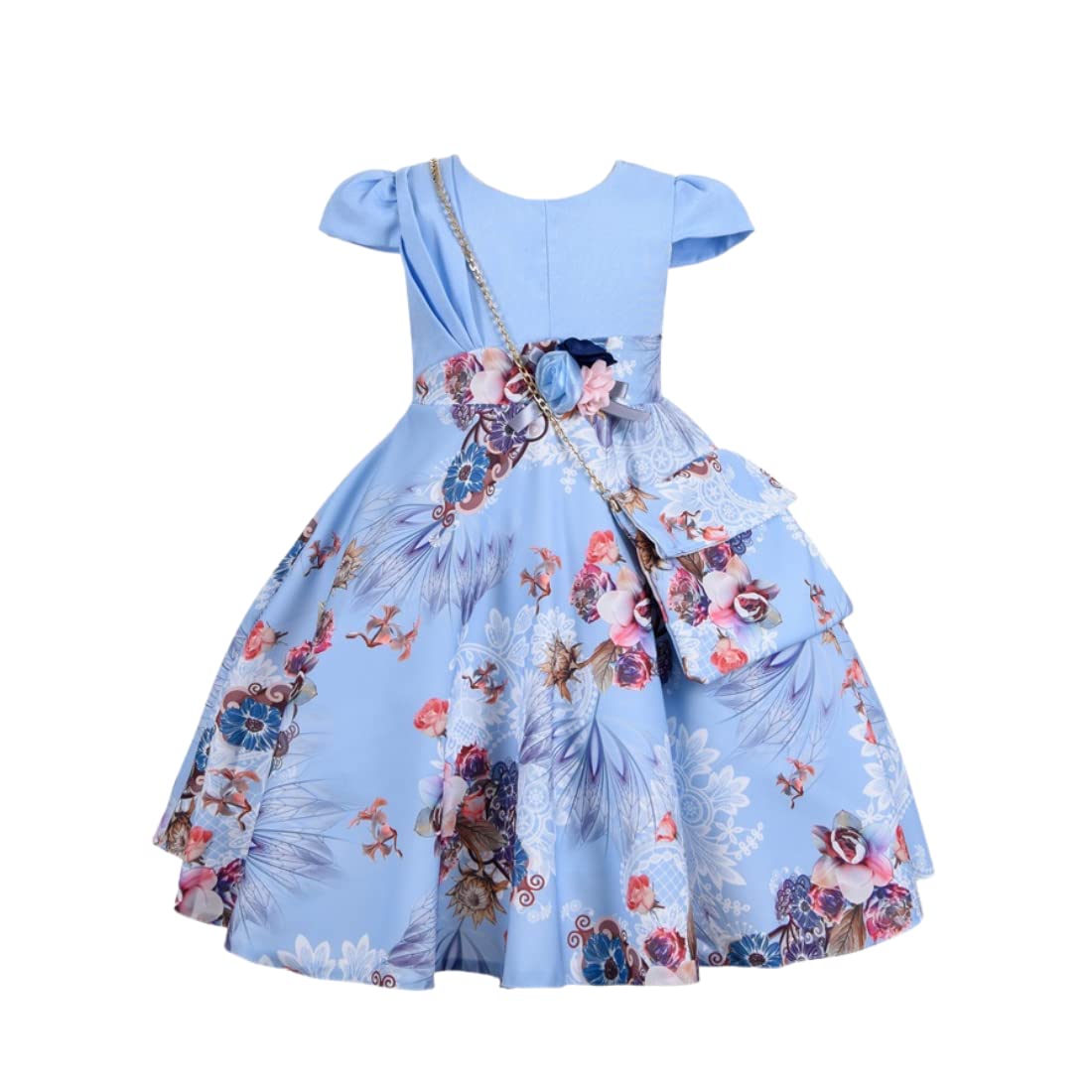 Cosplay Life Elegant Flower Dress for Girls Young Adult Fashion Bow Flower Waistline Kids Party Festival Ages 5-9 Years Old (Pink, 7yrs) — view 31