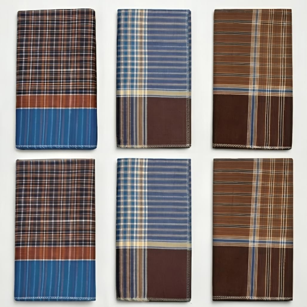 Premium Collection Handkerchief for Men Cotton – Pure Checked Cotton Hanky, Soft Durable XXL Rumal, Easy Wash Casual Style Kerchief-picture-52