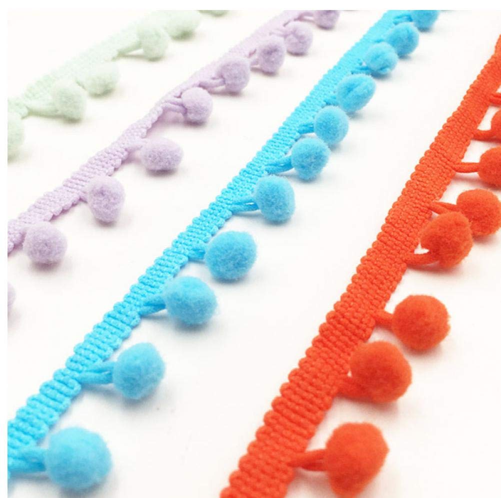 Merletto (Pom Pom Lace) 10 Yards Con Mini Palline - Fettuccia Sfrangiata Da 11mm Per Cucito, Abiti, Fai Da Te