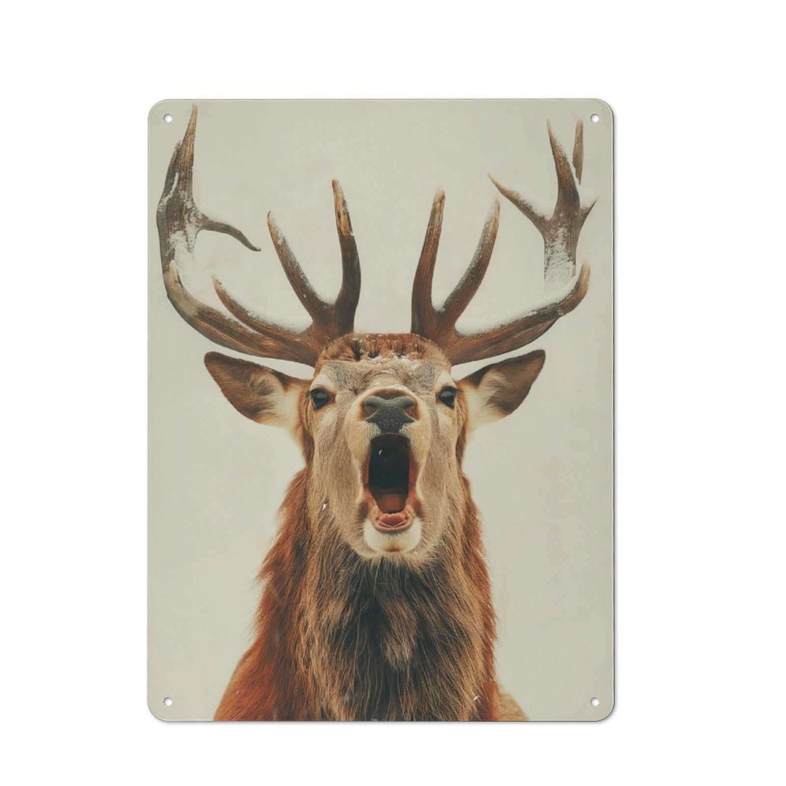 Cottage Style Deer with Big Antlers Country Metal Sign 40x30cm, Farmhouse Wall Decor for Farmhouse Kitchen, Pantry Or Dining Area