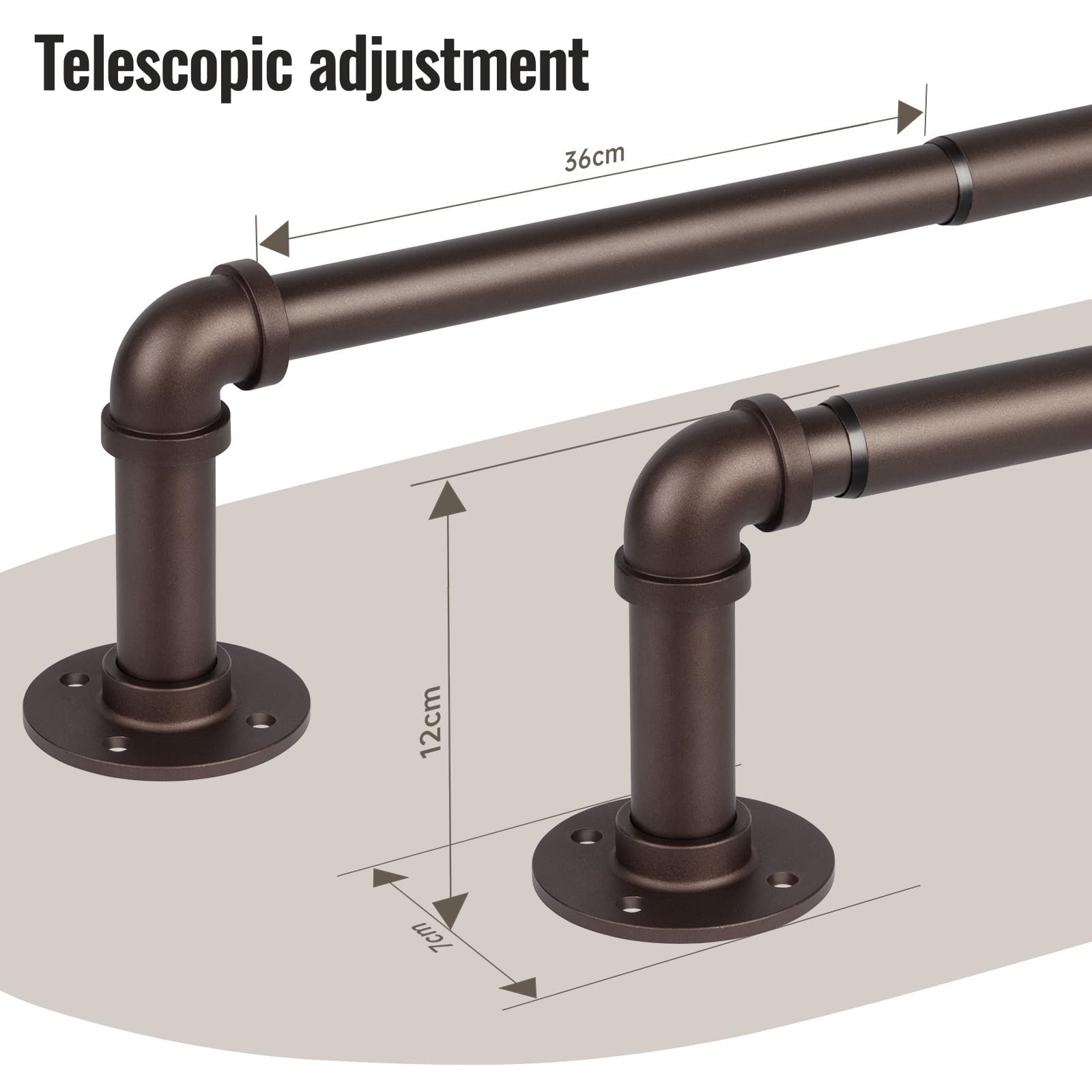 Bastoni per tende per tende con occhielli, aste per tende industriali da 80-305 cm, diametro 25 mm, aste per tende estensibili per interni/esterni, per camera da letto, soggiorno, ufficio