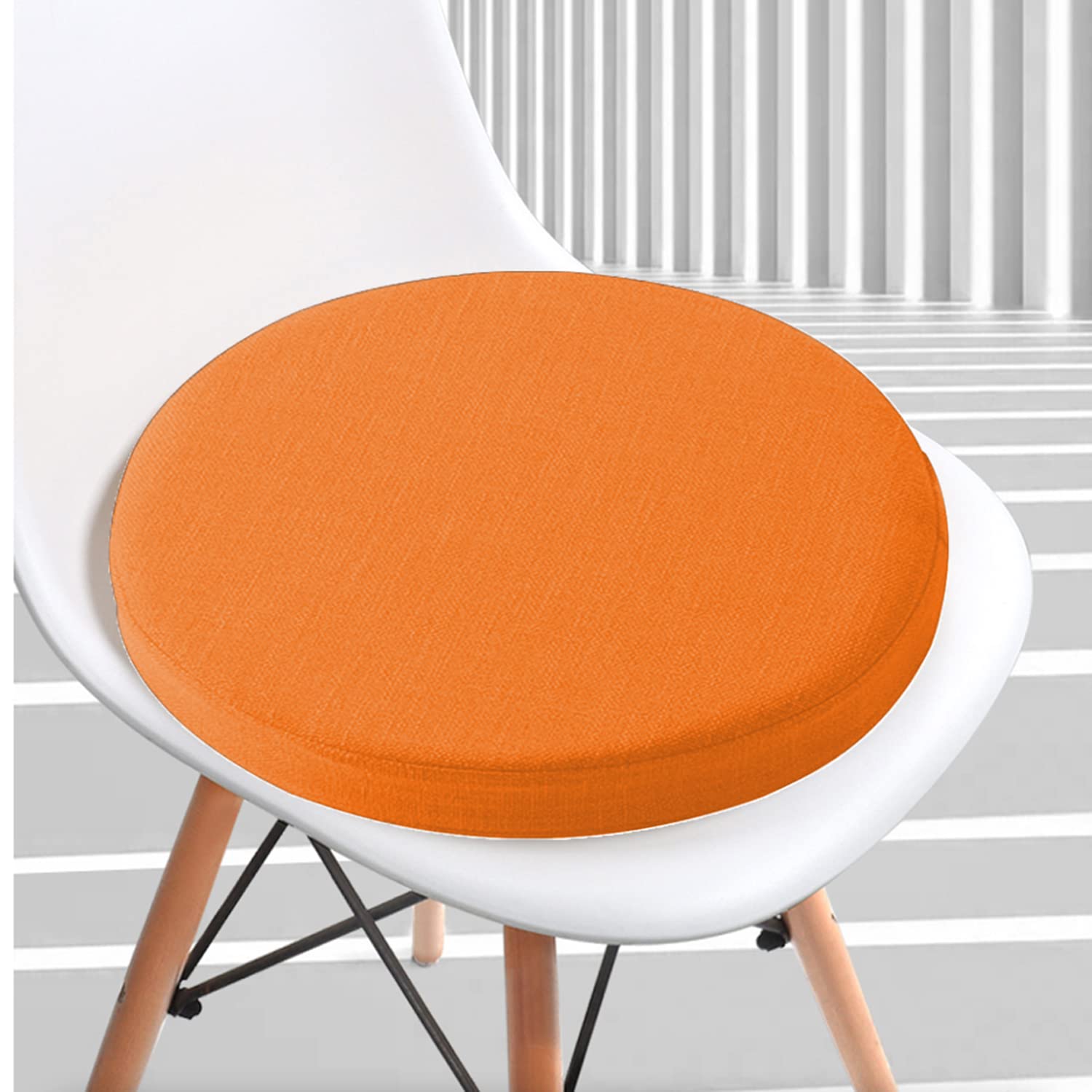 Cuscino rotondo spesso per sedia, rotondo e lavabile, per interni ed esterni, sala da pranzo, patio, cuscino antiscivolo per sedia (35 x 35 x 3 cm, beige