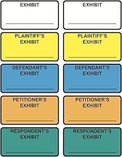 1"x2" 500 PCS Exhibit Stickers Plaintiff’s Exhibit Defendant's Exhibit Petitioner’s Exhibit Respondent’s Exhibit Legal Exh