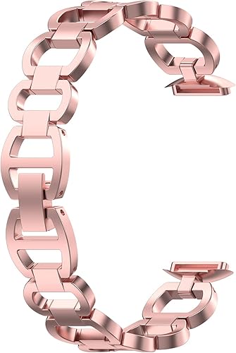 Miniatura 9 de Bandas de acero inoxidable compatibles con Fitbit Luxe, elegante pulsera de metal con cadena de vaquero para accesorios de lujo, mujeres y hombres