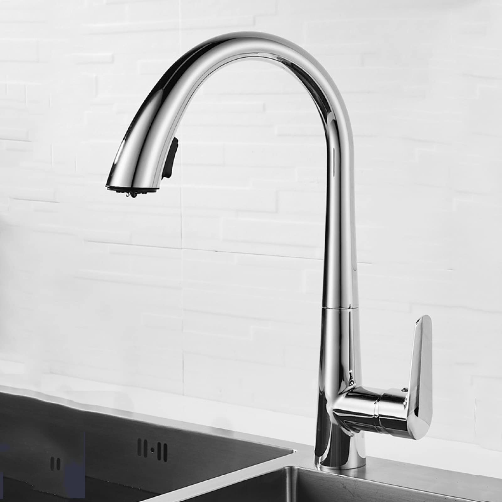 Robinet de cuisine design moderne robuste en acier inoxydable durable