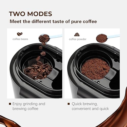 Miniatura 3 de KAPAS Mini máquina automática de café con función de molienda modo de temporizador programable y mantener la placa caliente capacidad de 06L 600W