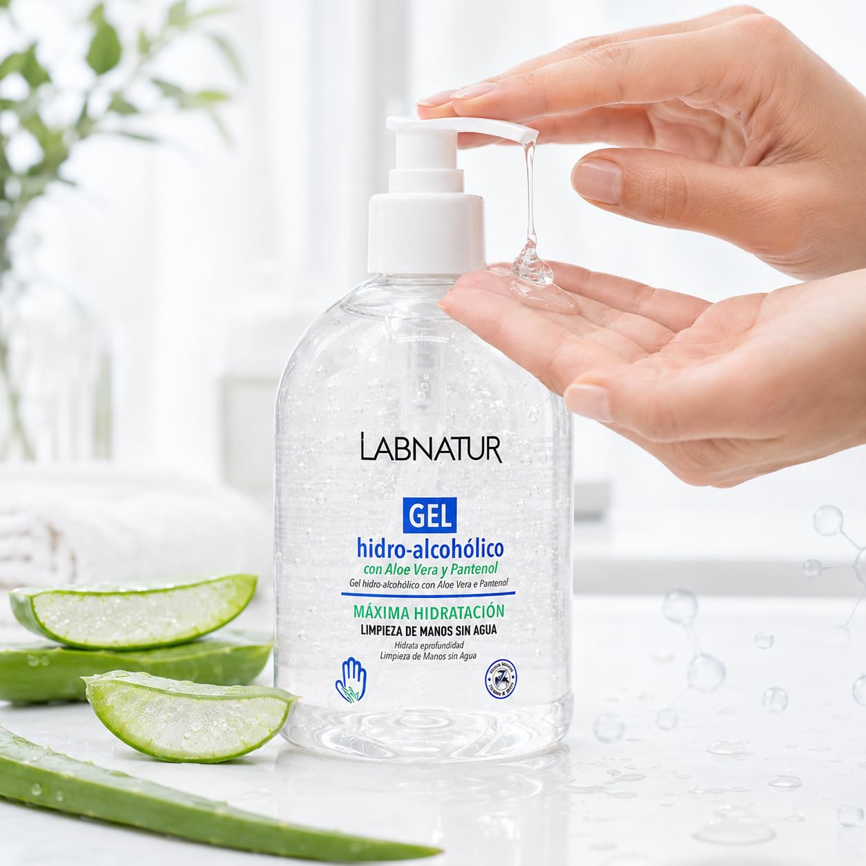 SYS Gel Hidroalcohólico – Con Aloe Vera y Pantenol – Limpieza de Manos Sin Agua – Higienizante Total 70% Alcohol – Hidratante y Suave – Uso Diario - 500 ml