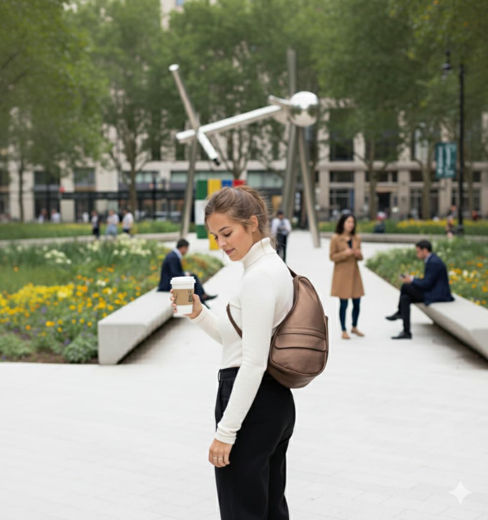 AmeriBag 15" Full-Grain Leather Healthy Back Bag Ergonomic Crossbody Sling for Everyday Use, Travel & Walking Comfort - Image 4