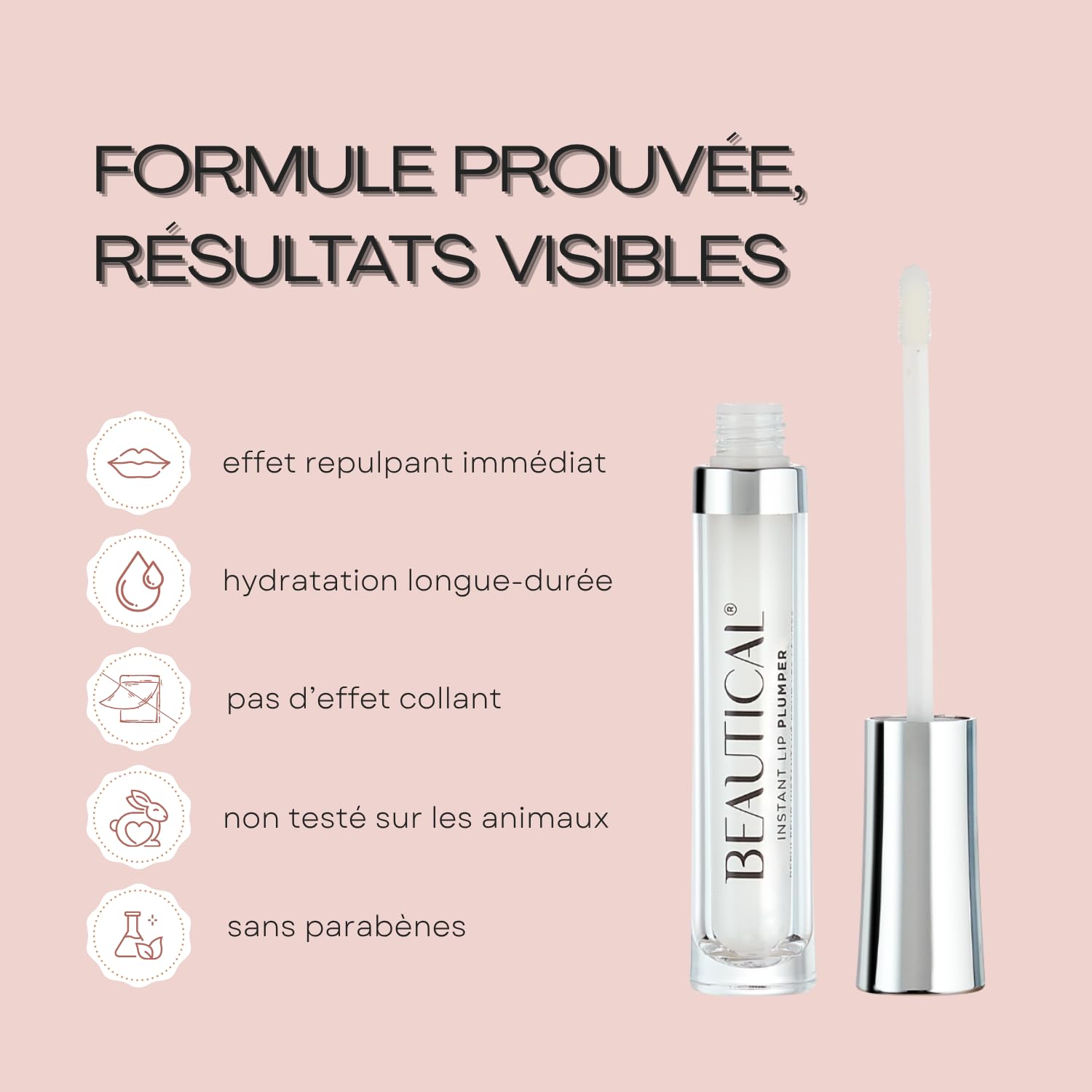 Repulpeur Instantané pour les Lèvres | Lèvres repulpées & pulpeuses | Lèvres plus pleines & plus douces | Apparence réduite des ridules | Acide Hyaluronique | Sérum clair | 5 ml