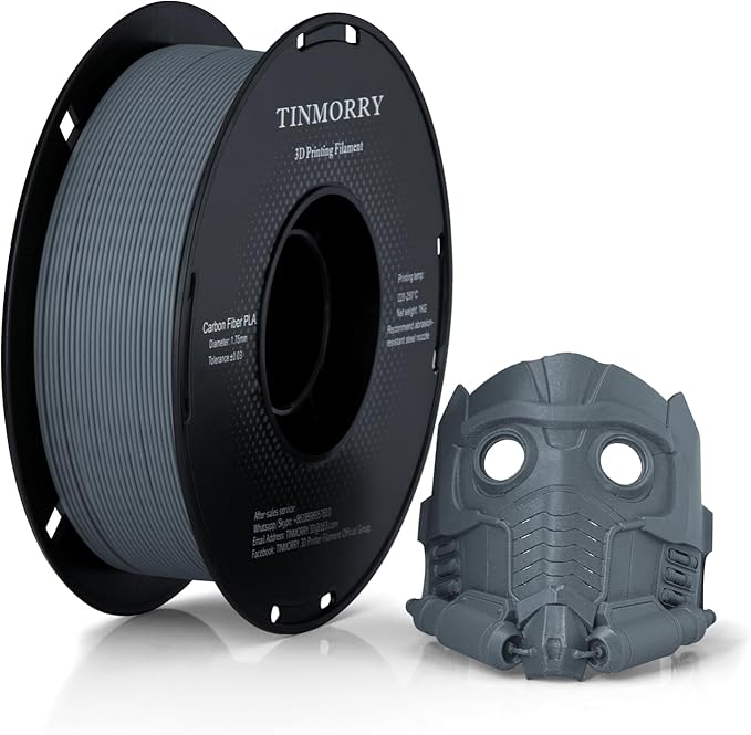 TINMORRY Carbon Fibre PLA Filament 1.75 mm, PLA-CF 3D Printing Filament, Compatible with Bambu FDM 3D Printer, 1 kg 1 Spool, Black