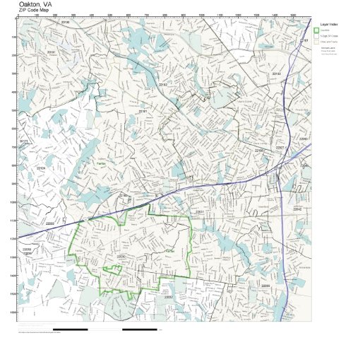 ZIP Code Wall Map of Oakton, VA ZIP Code Map Laminated: Amazon.com ...