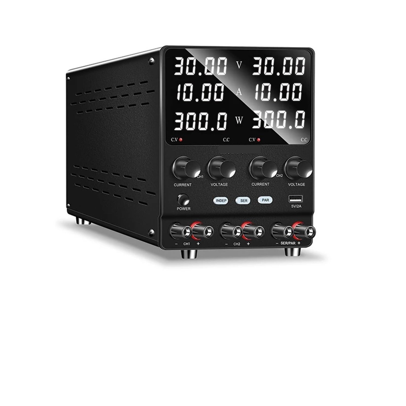 Fuente de alimentación CC de salida de doble canal 30V10A, 60V, equipo electrónico de envejecimiento de laboratorio, SPS3010-2KD de suministro ajustable ( Color : SPS-3010-2KD black , Size : 110V )