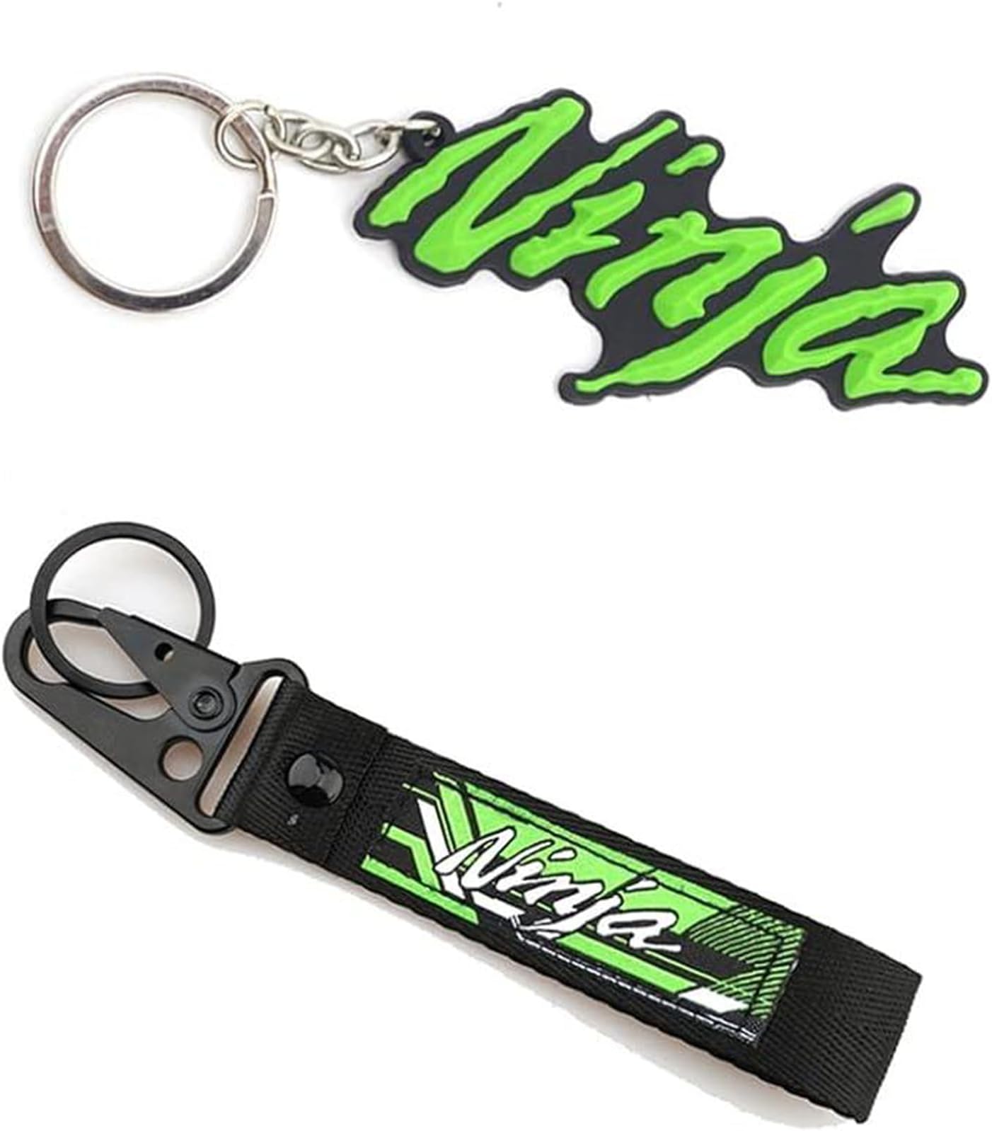 Motorcycle Keychain Ring Embroidered Keychain Buckle Keyring Strap Key For KAWASAKI NINAJ 300 Ninja 400 250 250r 650 Ninja1000 ZX6R ZX10R ZX12R ZX14R, Black, 1