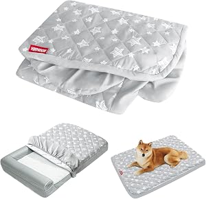 Waterproof Dog Bed Cover, Replacement Washable Dog Bed Covers Pet Hair Easy to Remove, Quilted Puppy Pet Bed Cover 27x36 Inches, for Dog/Cat, Cover Only