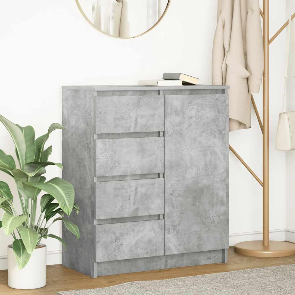 Credenza con 4 cassetti, grigio cemento, 71 x 35 x 84 cm