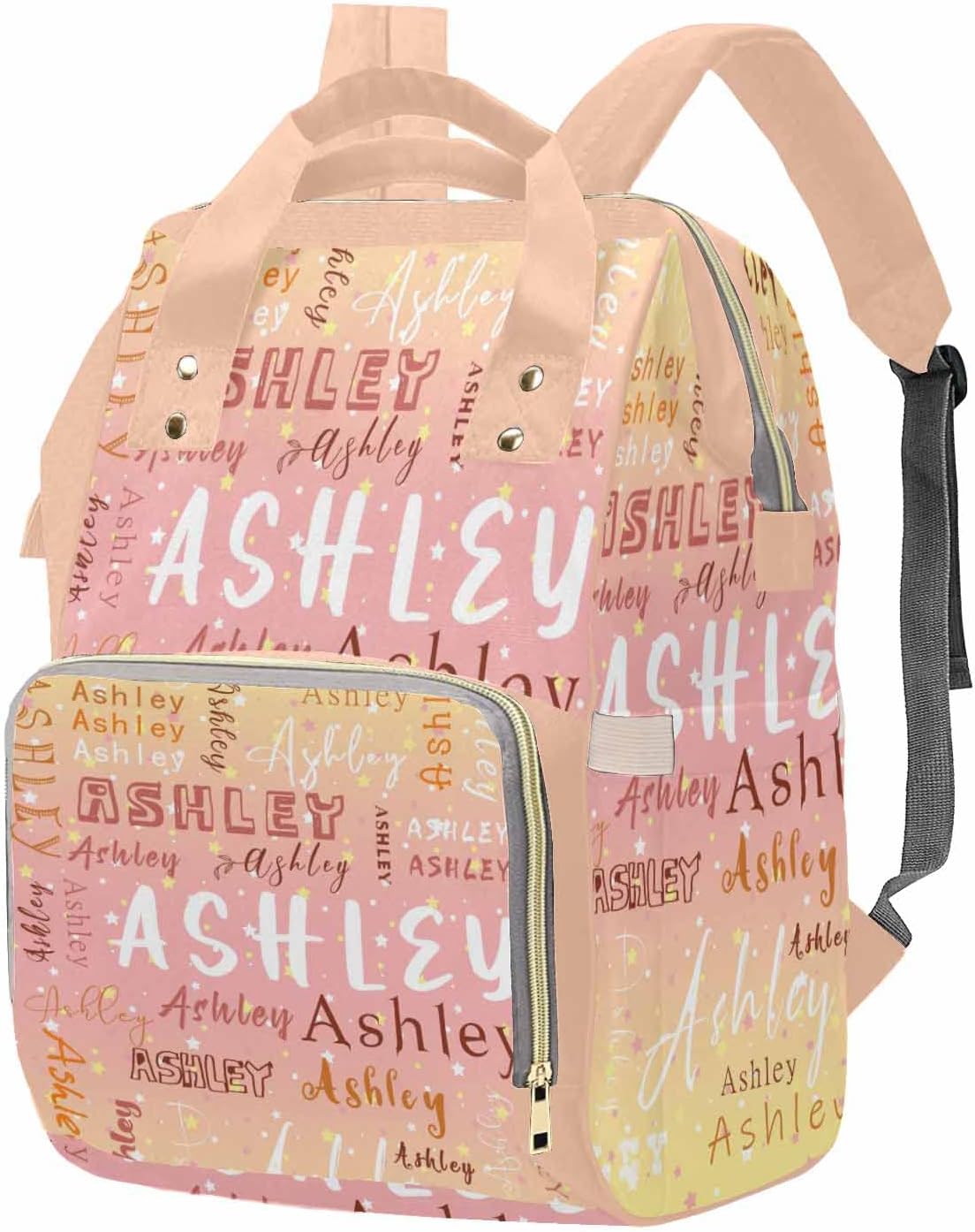 MyPupSocks Personalized Diaper Bag Backpack with Name Custom Mommy Nursing Baby Bags Nappy Bag Casual Travel Daypack for Mom Girl Gifts