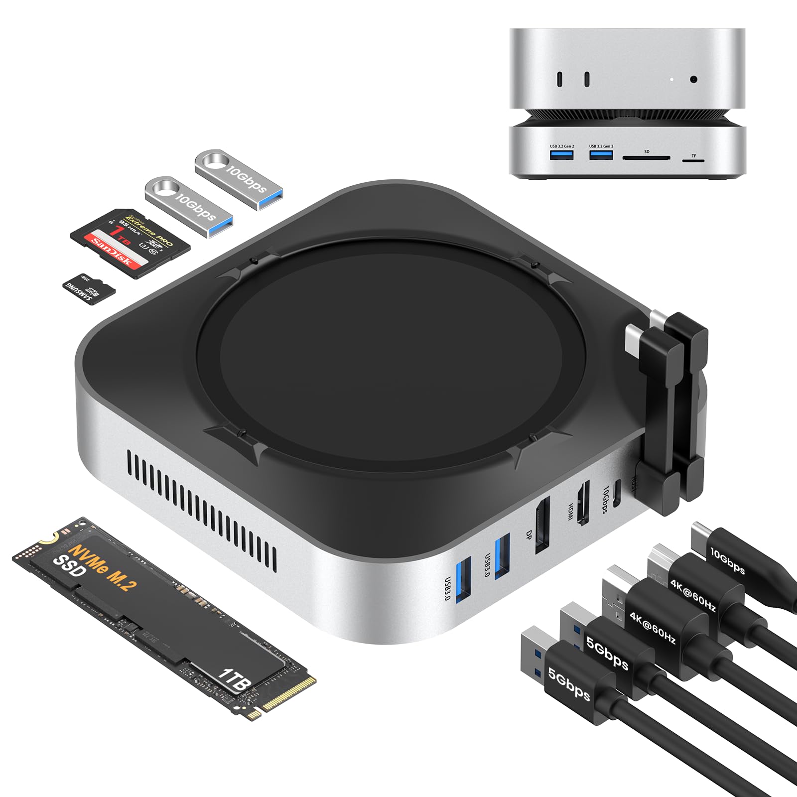 BAOZEE Mac mini M4 Dock with NVMe SSD Enclosure, 40Gbps 8TB SSD