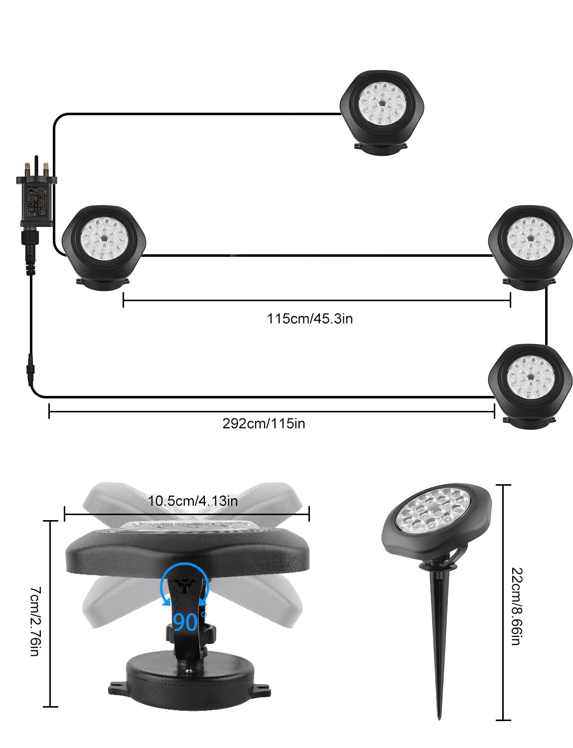 NATPOW Pond Lights, RGB Underwater Landscape Lights Mains Powered, Aquarium Lighs with Bluetooth APP Control - Image 2