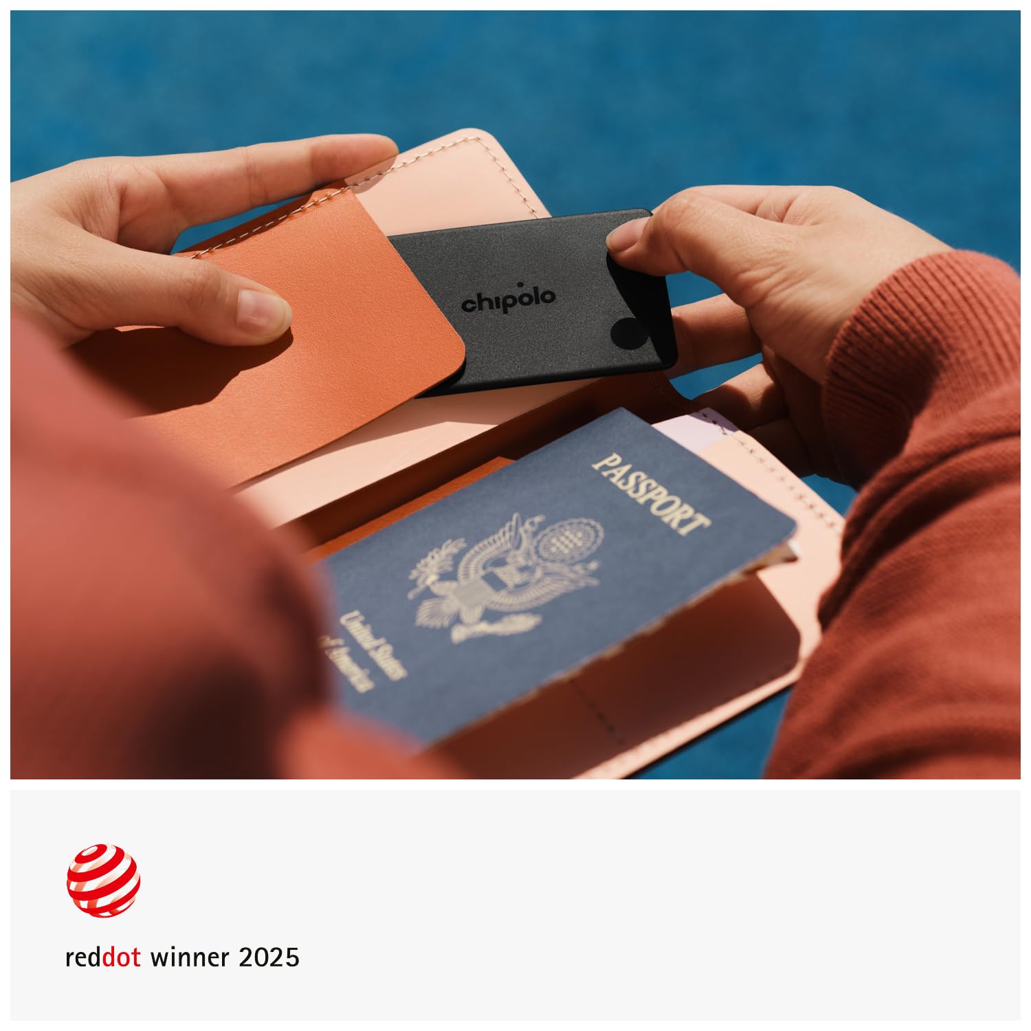 Chipolo Card - rastreador Recargable, rastreador Bluetooth y localizador de Objetos y Pasaporte, Compatible con Buscar de Apple y el Localizador de Google, Llama tu móvil y Alertas Fuera de Alcance