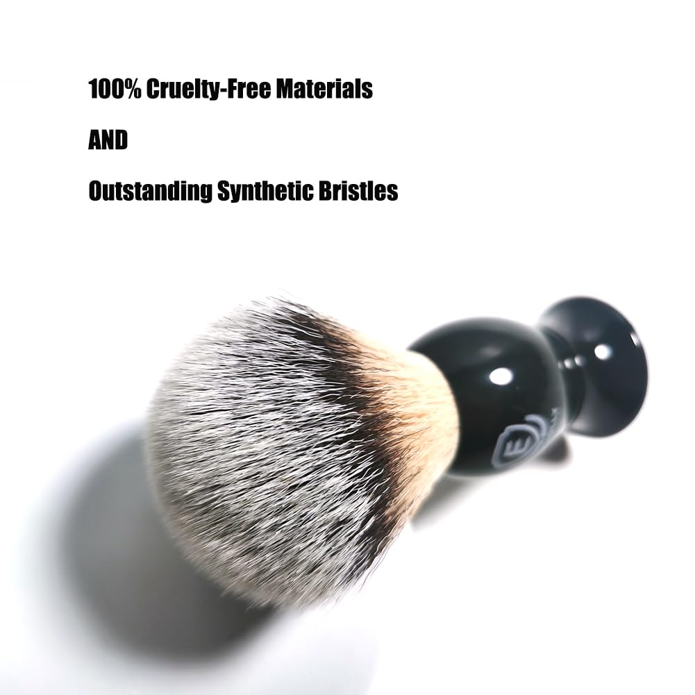Set di pennelli da barba 4 in 1 di alta qualità, da uomo, include pennello da barba, sapone per crema da barba, ciotola in acciaio inox e supporto di sicurezza per rasatura da uomo, set regalo (nero)