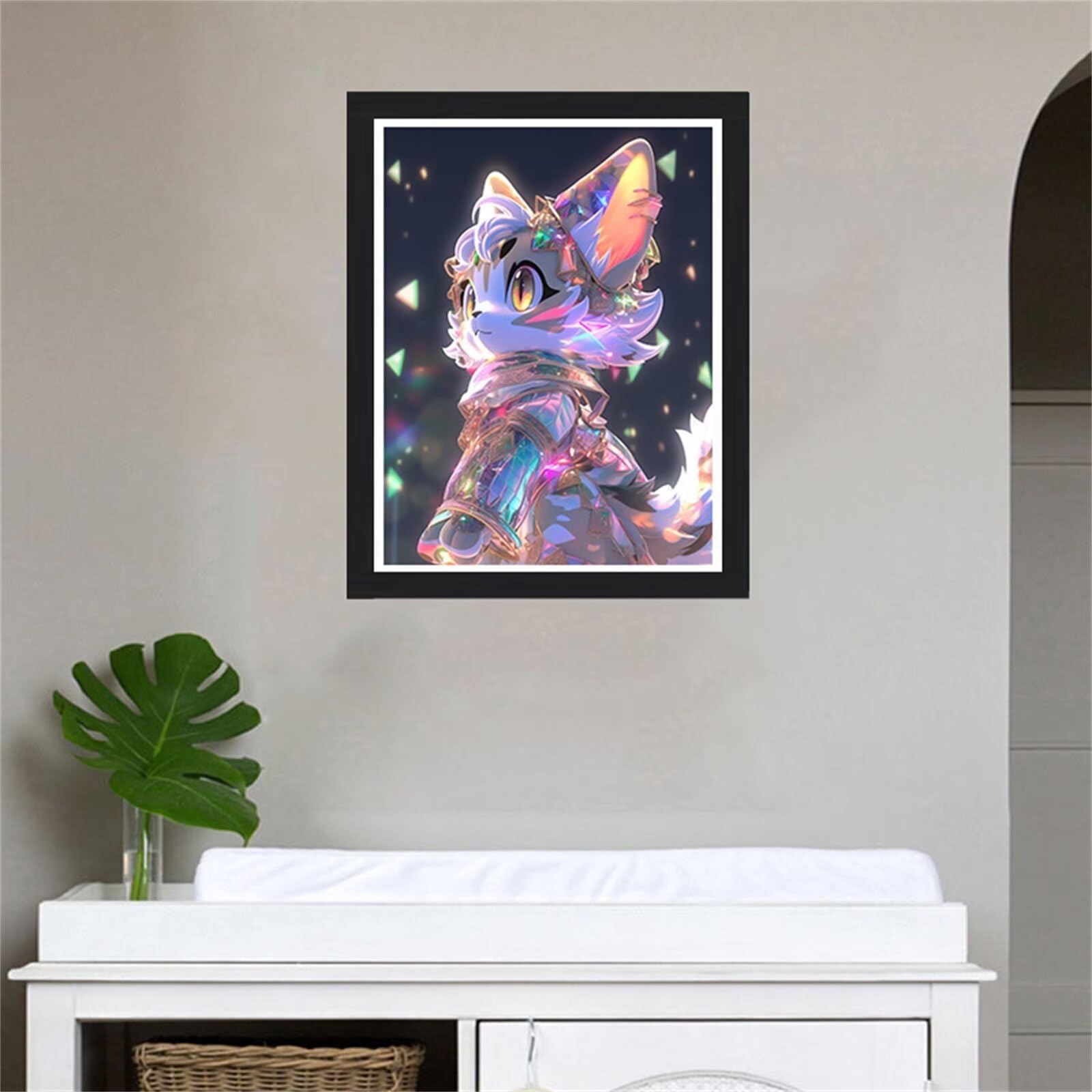 Diamond Painting Bunte Katze, DIY 5D Weihnachten Diamond Painting Erwachsene, Diamant Painting Bilder Malen Nach Zahlen DIY Set Erwachsene, Diamond Painting Herbst für Home Wand Dekor (60x80cm)-a0