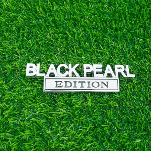 Image of Pair Set Black Pearl Edition Emblem 3D Letter Fender Tailgate Badge Decal Sticker Nameplate for Universal Vehicle, Car, Truck, SUV Motorcycle Accessories (Silver Black)