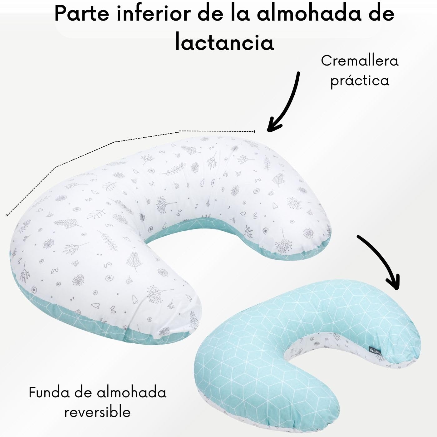 Bellochi Amohada Embarazada – 100% Algodón - Cojin Lactancia con Funda - 40x60 cm Posicionamiento Multifuncional - Almohada de Posicionamiento del Bebé - Fresh