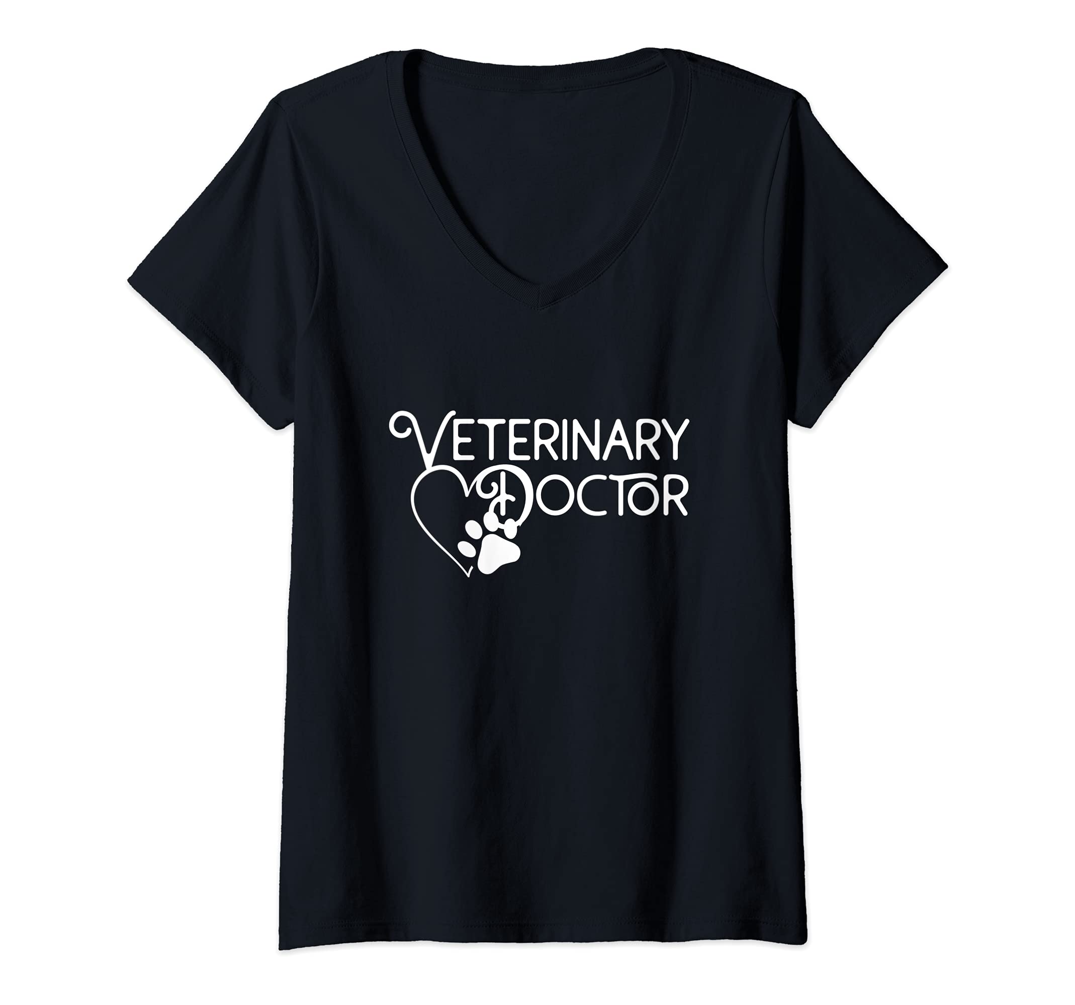 Womens Veterinary Doctor Vet Med V-Neck T-Shirt, Black