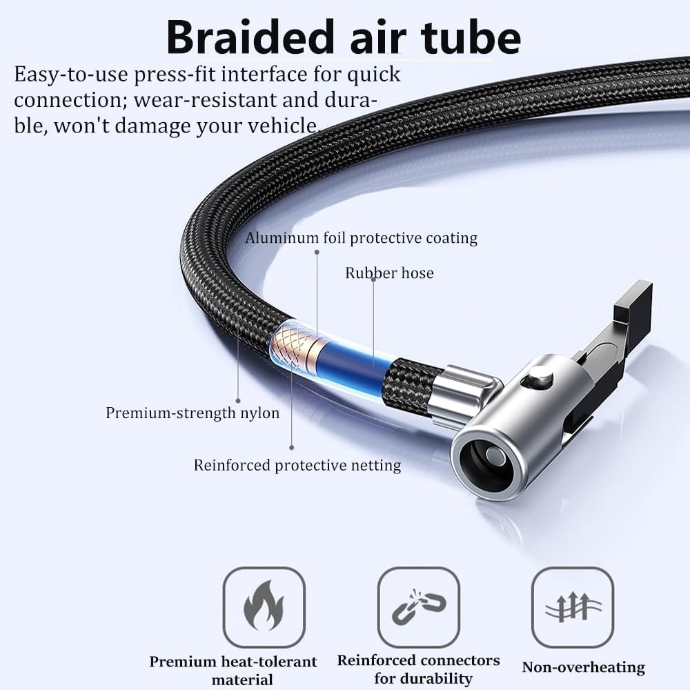 Elektrische Luftpumpe für Renault Scenic Kadjar Clio Megane, Tragbarer Luftkompressor für Autoreifen mit Digitalem Druckmesser für E-Bike, Auto, Motorrad, Bälle