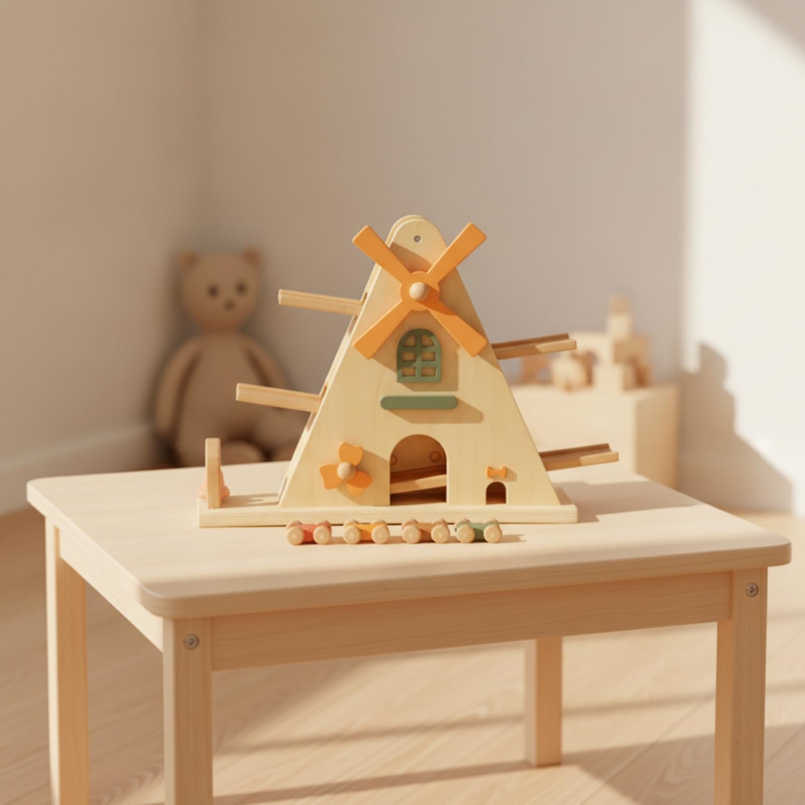 Gioco Educativo in Legno da Tavolo Pista Delle Biglie in Legno Didattico Gioclo per Bambini, Asilo Nido