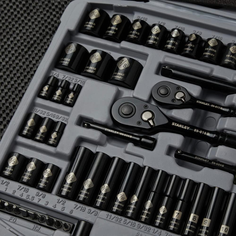 STANLEY Drive Socket Set, Black Chrome, Laser Etched, 99-Piece (92-839)