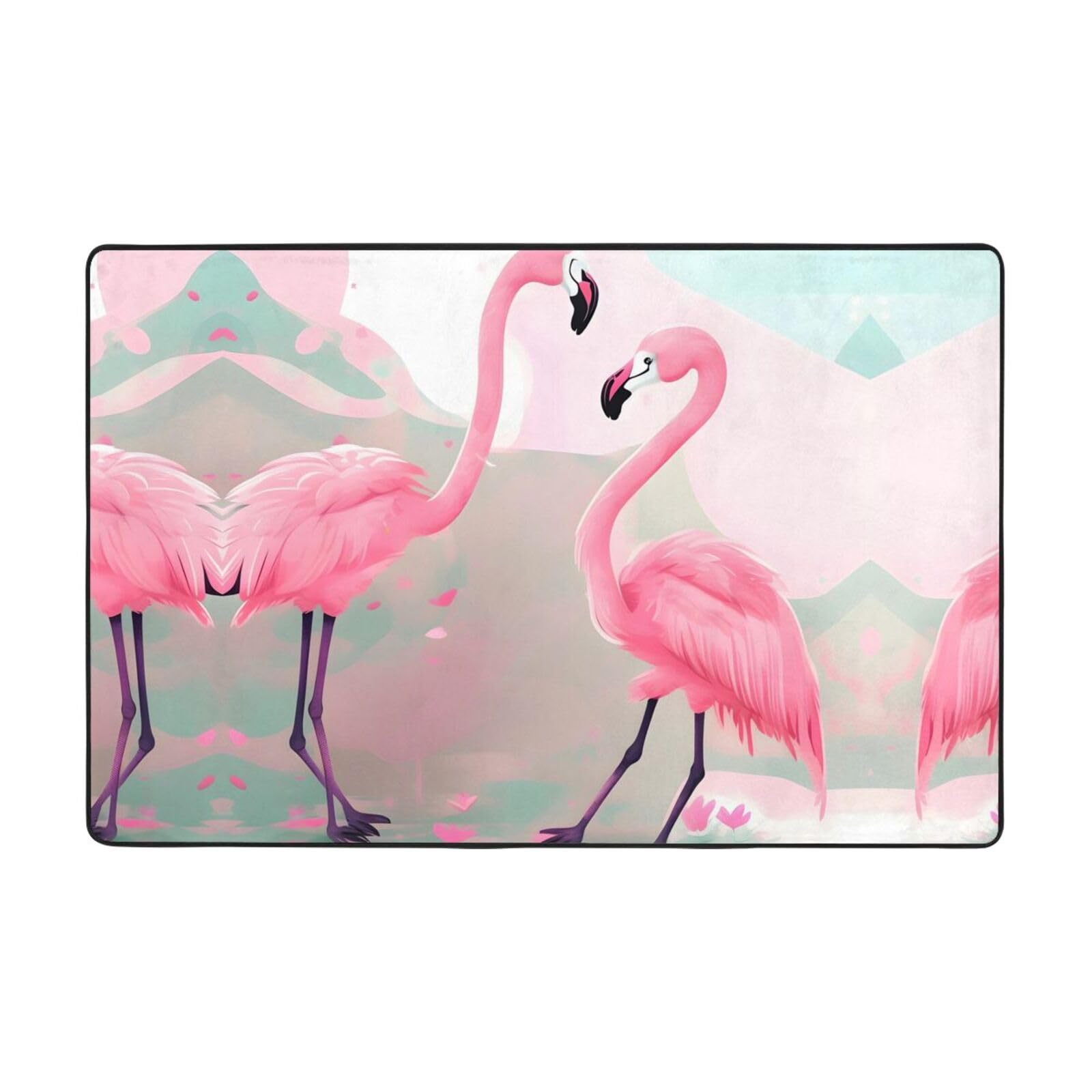 Tapis flamant rose HYTTER en flanelle 182x121 cm pour illuminer et égayer votre intérieur