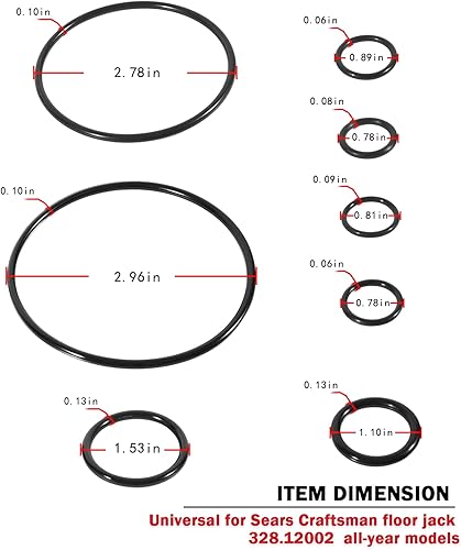 Miniatura 8 de 328.12002 Kit de sellos para gato de piso para Sears Craftsman Jack 1.5 Ton 328.12001,328 Series Gato de piso para todos los años (kit de 22 sellos