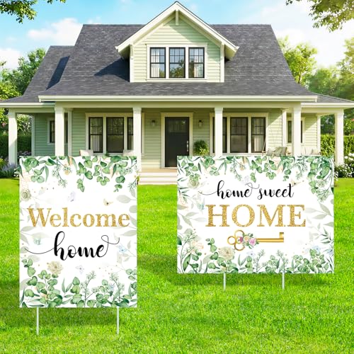 2Pcs Housewarming Yard Sign Decorations Home Sweet Home Yard Sign with Stakes...