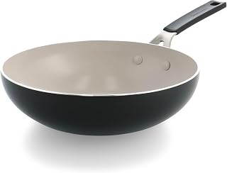 KitchenAid Aluminium Wok 28 Cm/3,69 L, Keramik-Antihaftbeschichtung Ohne PFAS, Für Alle Herdarten Einschließlich Induktion, Backofenfest Bis 160 °C, Spülmaschinengeeignet, Schwarz