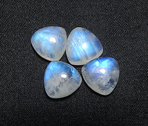 10Mm Trillion Shape Blue Fire Aaa Quality Natural Rainbow Moonstone Calibrated Cabochon Loose Gemstone 4 Pcs Box. #TOP1