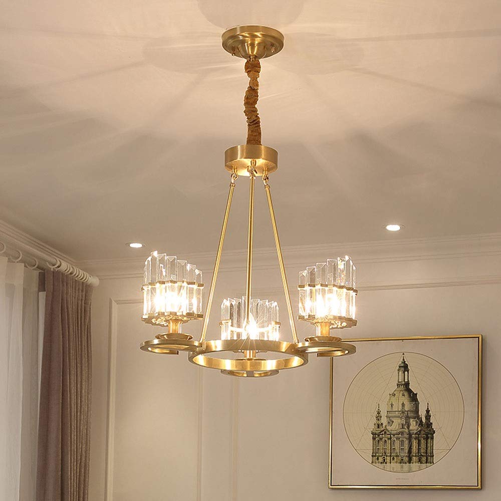 Lustre En Cristal K9 Luxueux Nordique À 3 Lumières E14, Luminaires de Plafond, Décoration, Lampe Suspendue Postmoderne Créative En Cuivre Pour Chambre À Coucher de Restaurant