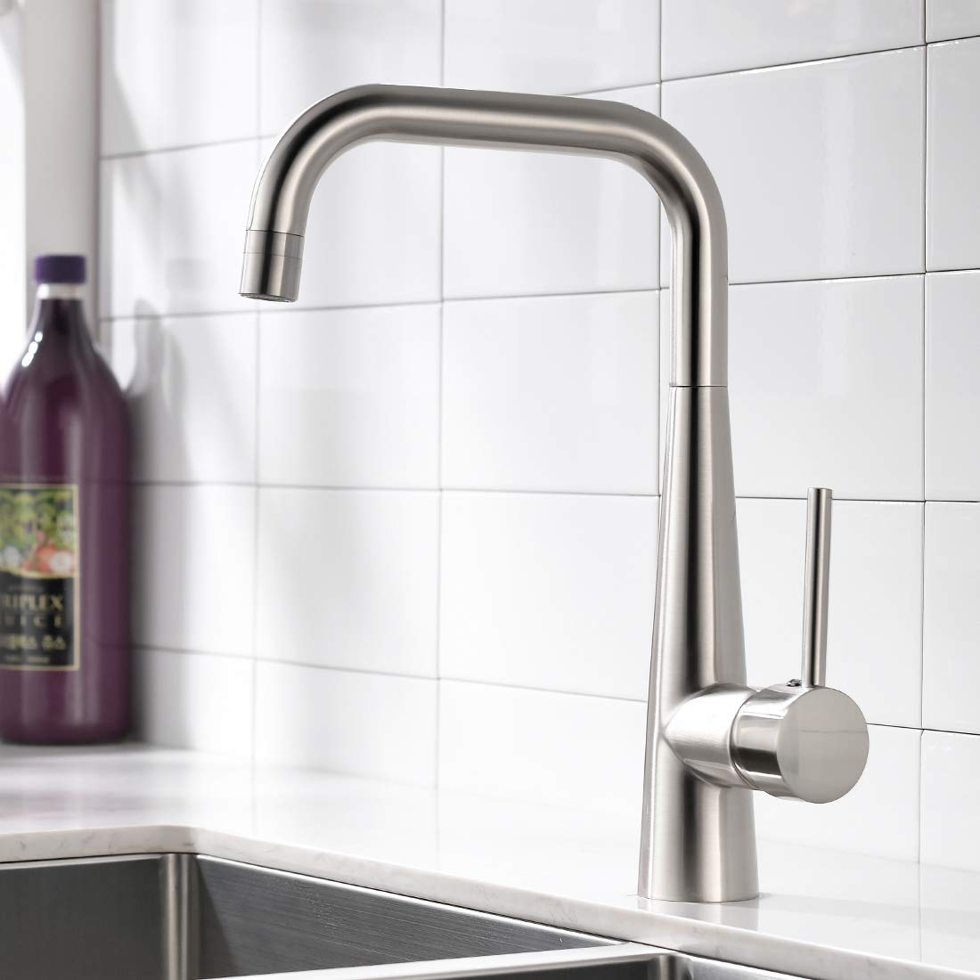 B Backline Brass Kitchen Sink Mixer Tap | Hot & Cold Kitchen Faucet | 360 Degree Swivel Spout | Kitchen Sink Tap | Kitchen Faucet Deck Mounted | Tap for Kitchen Sink (Brushed Nickle) (B0D6NCJF88) Amazon Price History, Amazon Price Tracker
