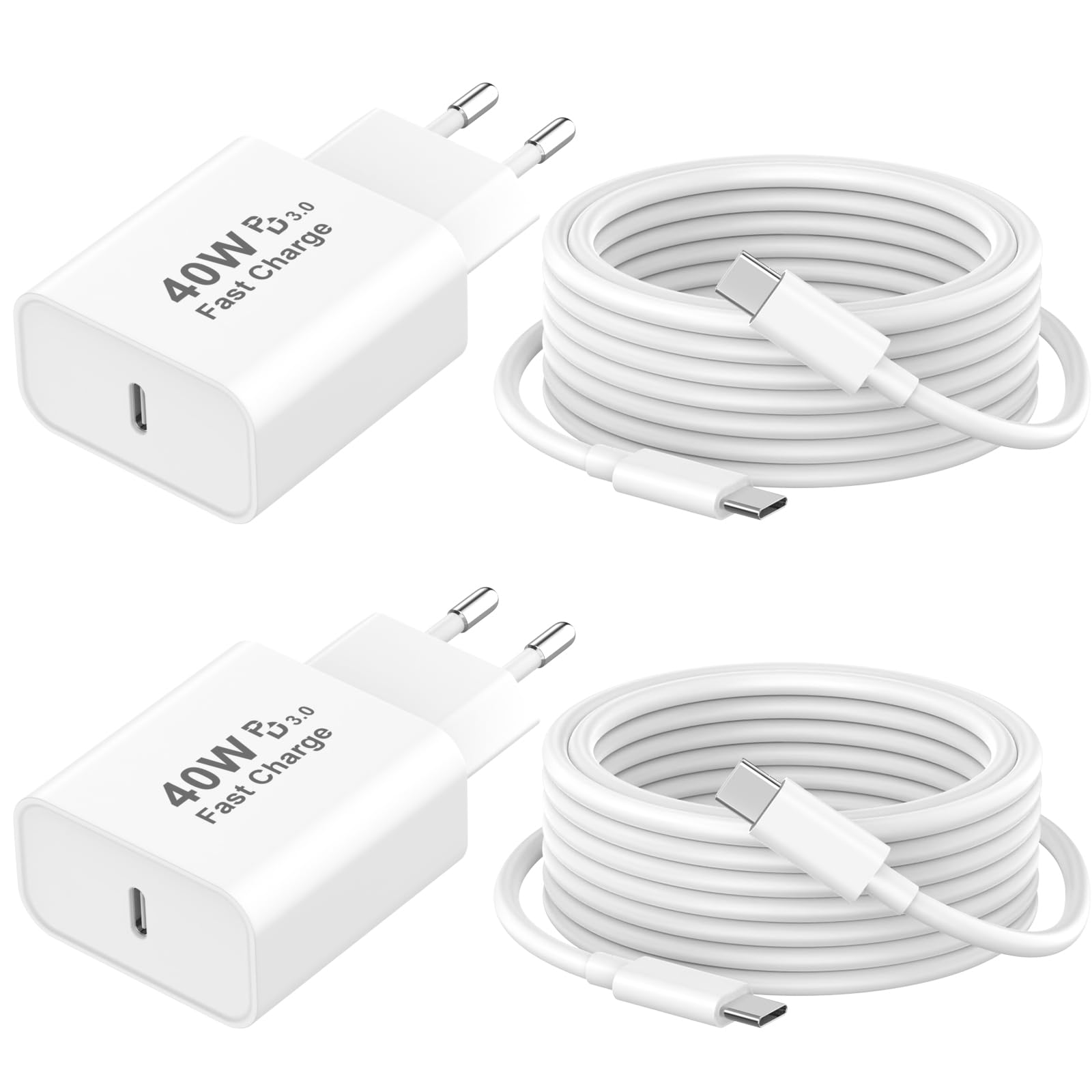 [Apple MFi Certified] iPhone 17 Ladegerät Ladekabel, 2Pack 40W USB C Ladegerät Adapter Schnellladegerät Netzteil Stecker mit 2M Type C Kabel Schnellladekabel für iPhone 17/17 Pro Max/Air/16 15 Pro Max