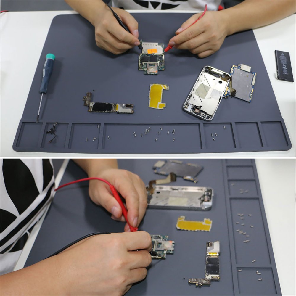 DHong Magnetic Screw Mat Repair Working Pad, Heat Insulation Silicone Pad BGA Soldering Repair Station Maintenance Platform 19.4''×13.83'' (Blue)