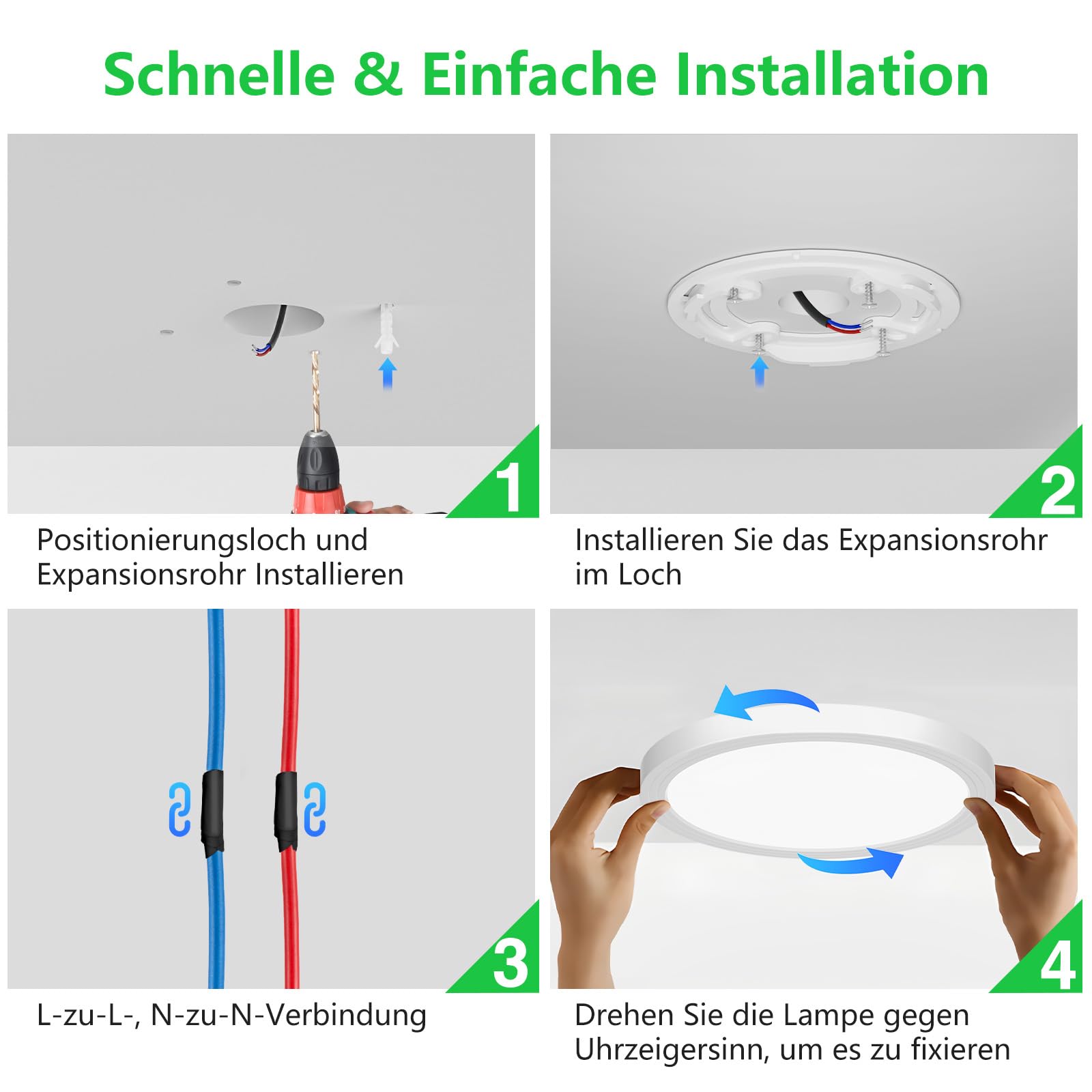 OUILA Plafon LED Techo Redondo Lámpara de Techo Blanco Frio 6500K Ø22CM 18W 1800LM Luz de Techo Moderna Lamparas de Dormitorio de Techo Salon, Cocina, Baño, Pasillo, Sala