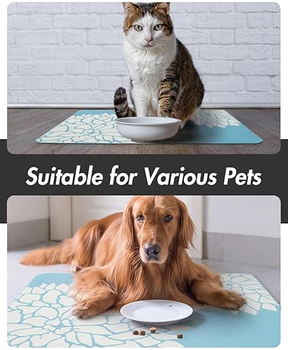 Miniatura 5 de MontVoo -Tapete de alimentación de mascotas, tapete absorbente de comida floral para gatos y perros, tapete para comida y agua, sin marca de agua,