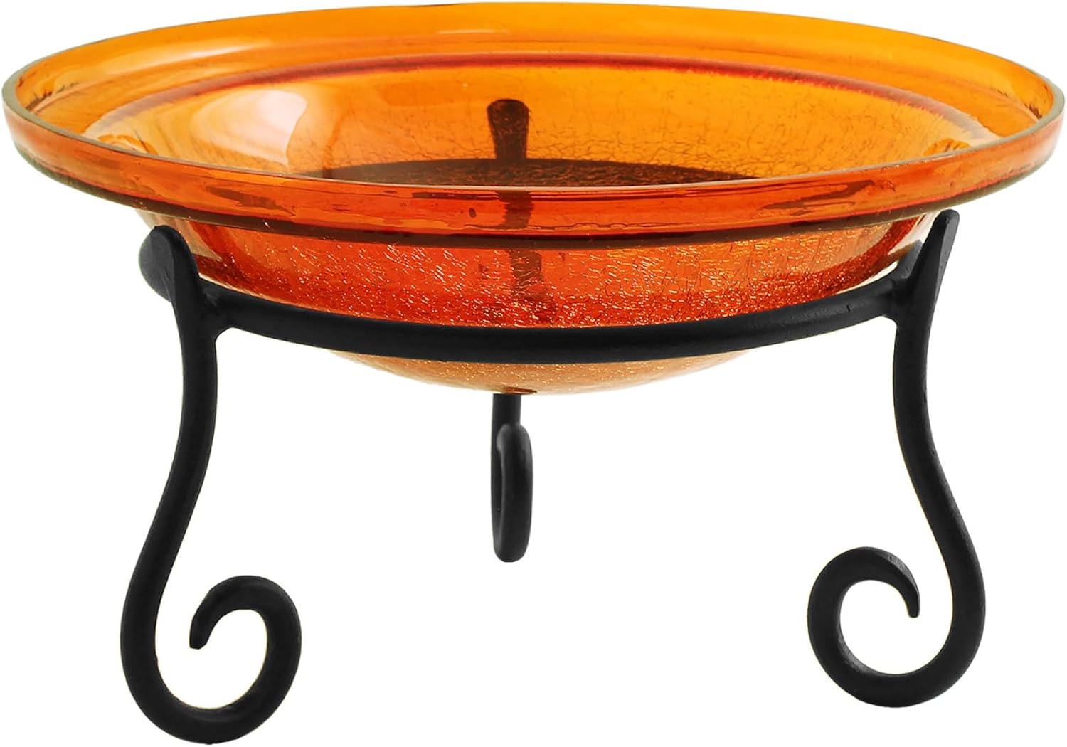 12" Mandarin Crackle Birdbath- Short Stand