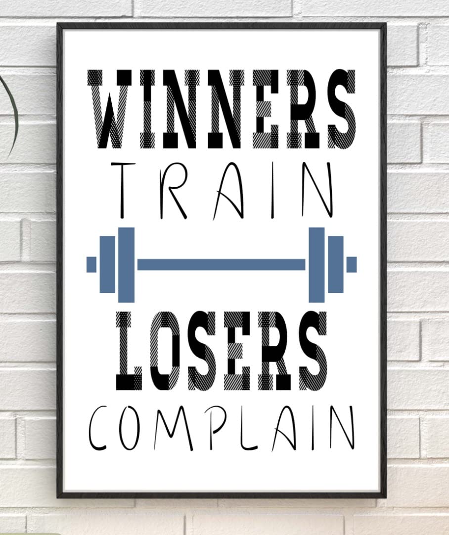Handmade By Stukk Winners Train Losers Motivational Inspirational Positive Quote Poster Print Wall(A1 - (594 x 841mm) )