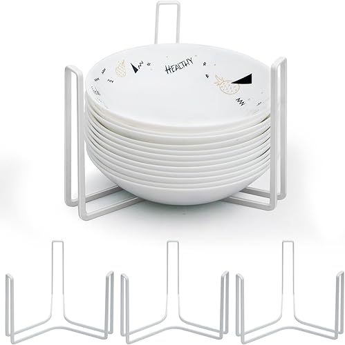 Miniatura 6 de Soporte para platos de vajilla apto para cuencos de 6.5 pulgadas de diámetro, estante de exhibición de almacenamiento de cuencos de metal para cajón