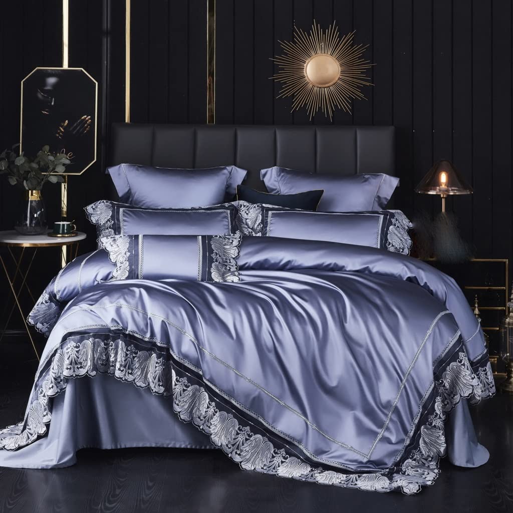 Lit quatre pièces en coton WolFum Argento 200x230 avec dentelle princesse raffinée