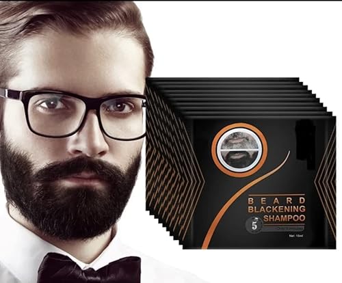Tinte negro para barba para hombres, para colorear, cabello negro, barba, bigote, oscurecimiento instantáneo, patillas, barba, champú para mejorar