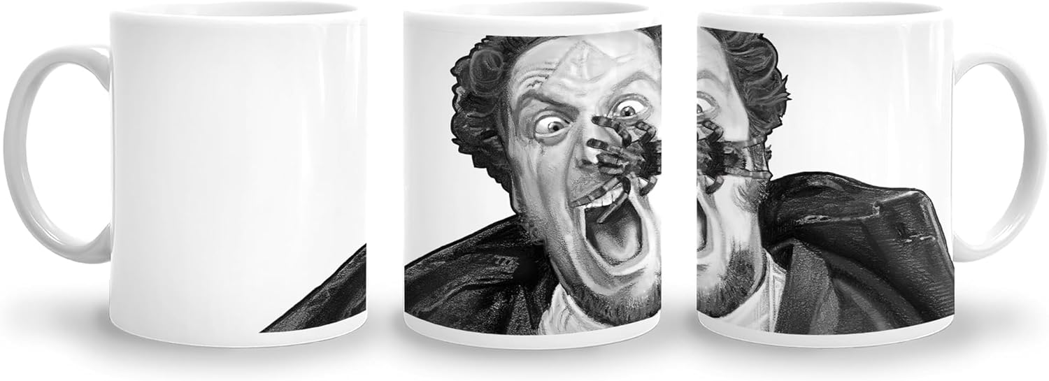 Home Alone Marv Wet Bandits Funny Coffee Mug, Daniel Stern Scream Spider Fan Art, Christmas X-Mas Holiday Movie Lover Gift, Film Buff Art, Pencil Drawing (15 oz. Mug)