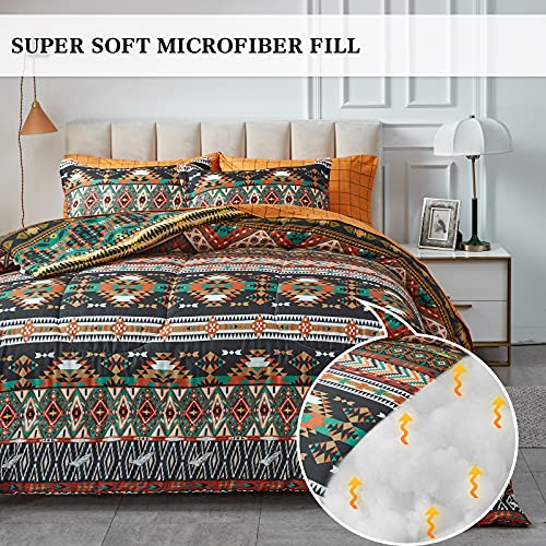 Couette réversible style bohème pour chambre cocooning parure lit queen size